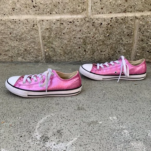 CONVERSE Pink Glitter Sneakers Girls 4.5 EU 37 Chuck Taylor All Star Shoe Shoe - Picture 4 of 9